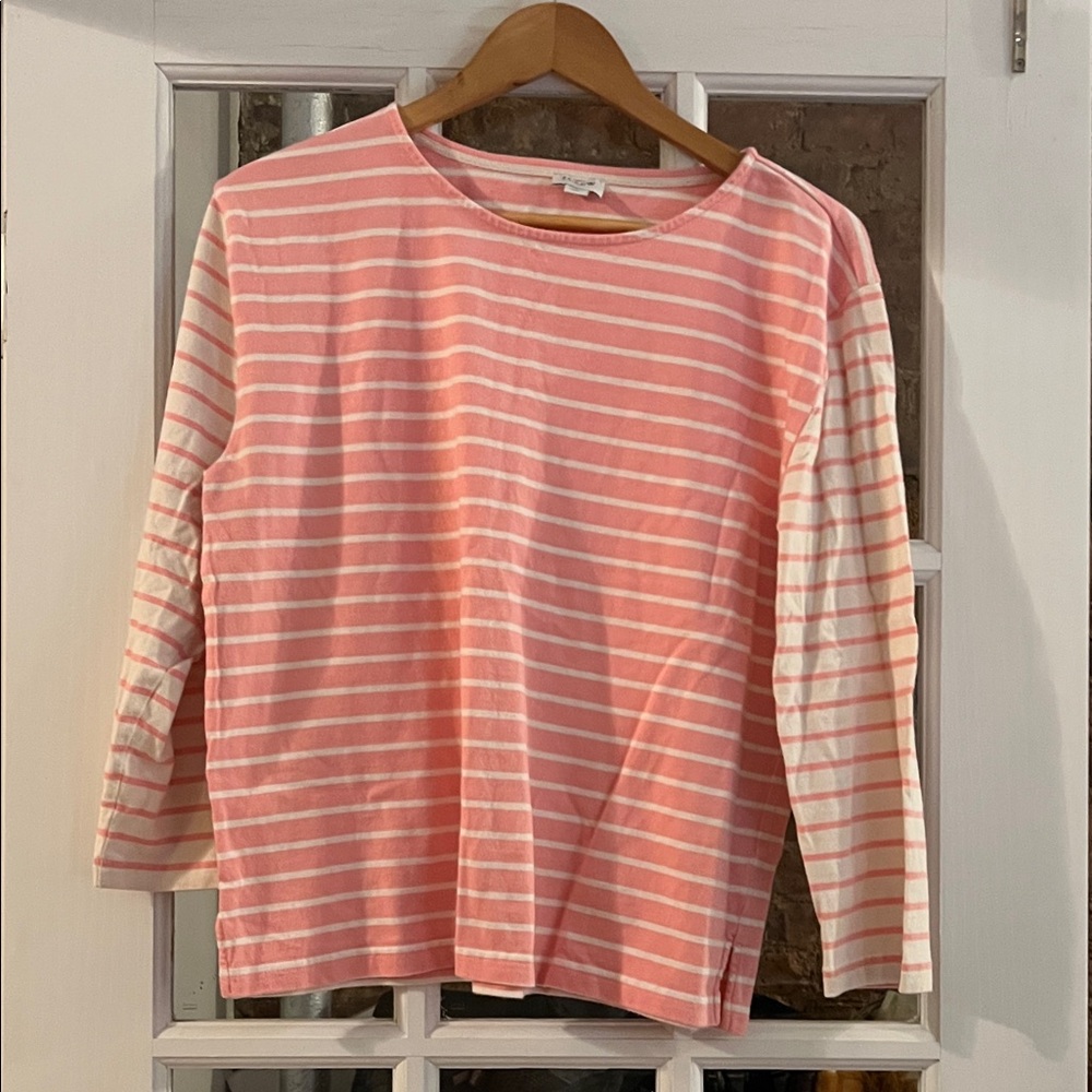 J. Crew Factory Pink and White Striped Top